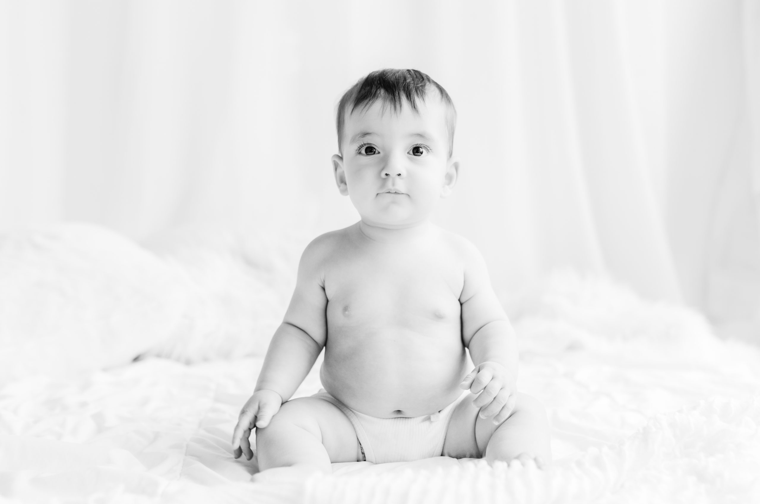 black and white portrait of a baby boy by Northern Virginia Newborn Photographer