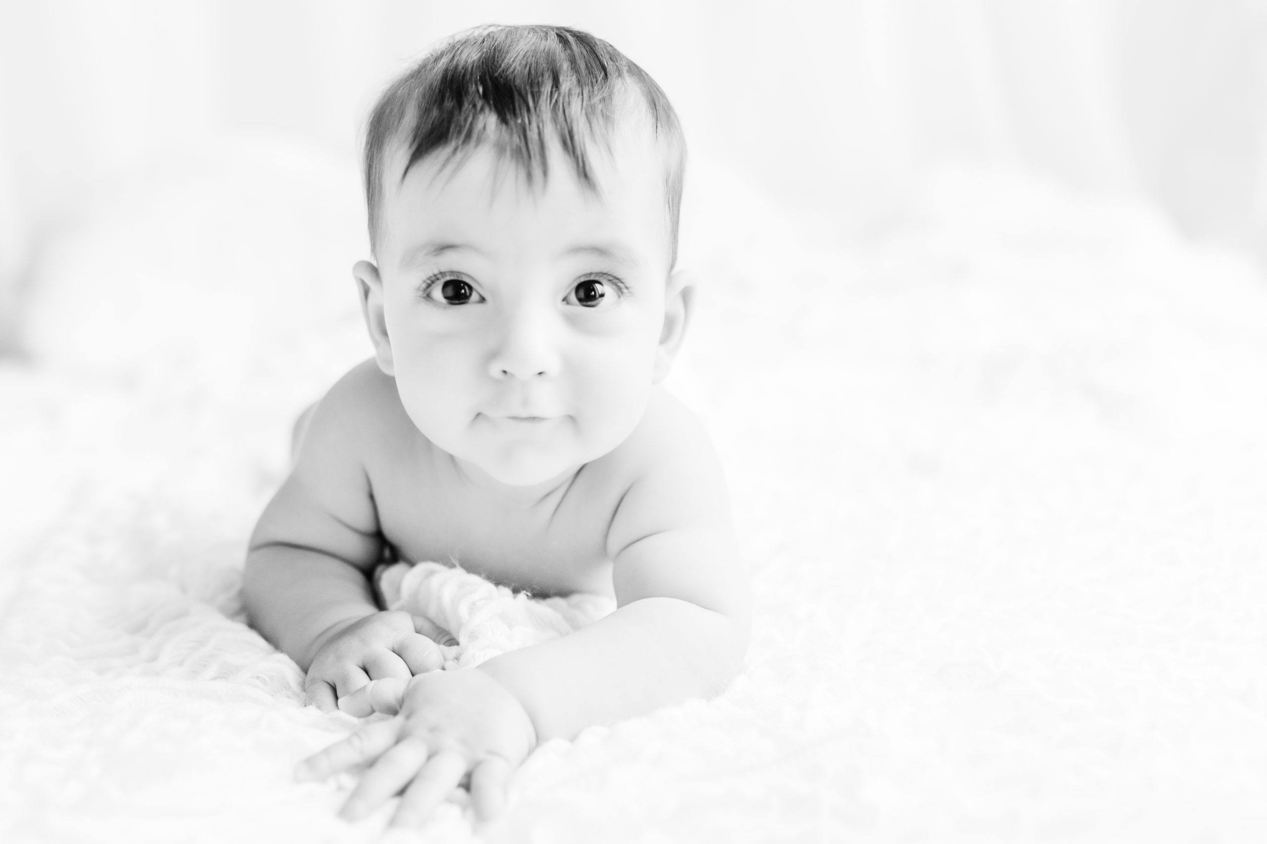 black and white portrait of a baby boy by Northern Virginia Baby Photographer