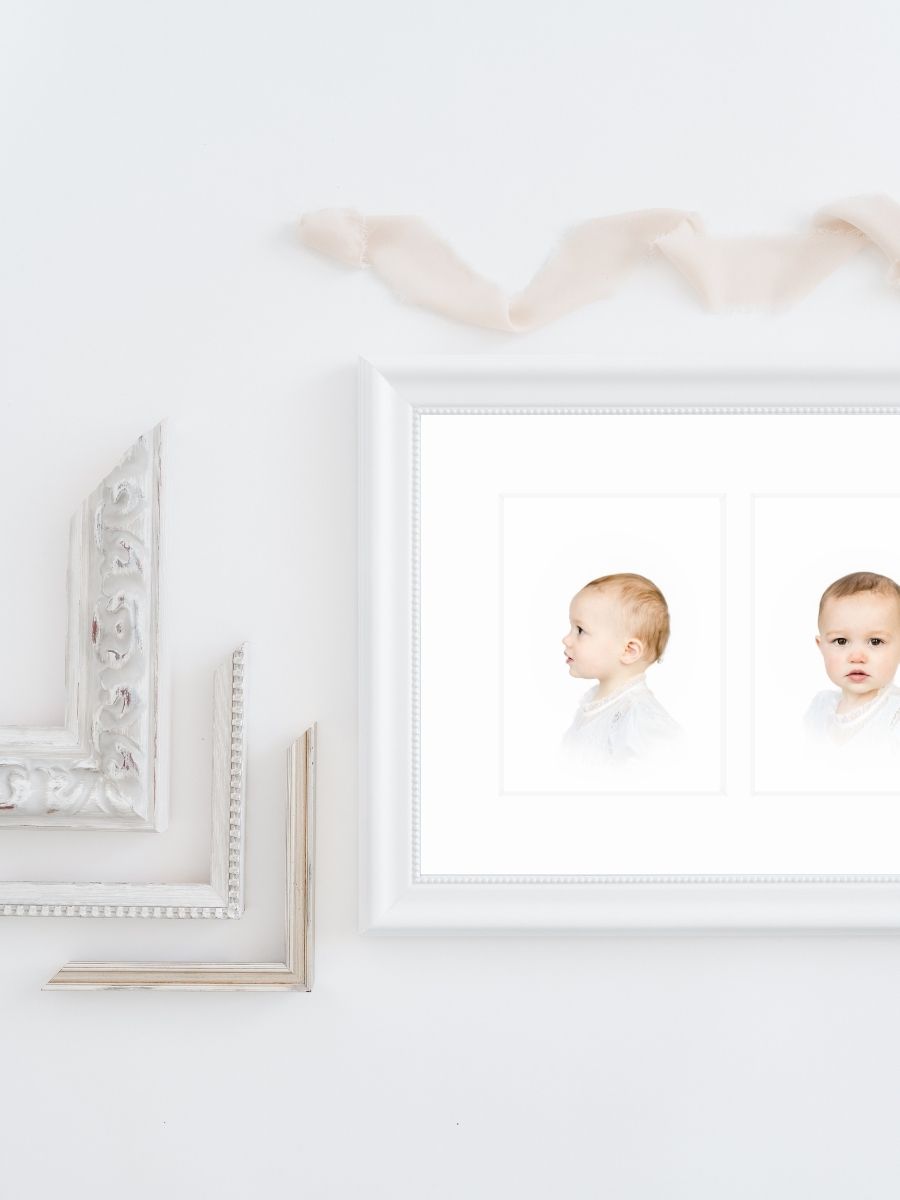 Details of framing options with a trio of Heirloom Prints on a table